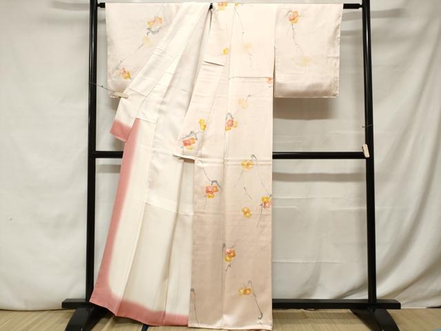 平和屋着物■上質な小紋　手描き　枝梅文　正絹　逸品　未使用　CABE3588ev