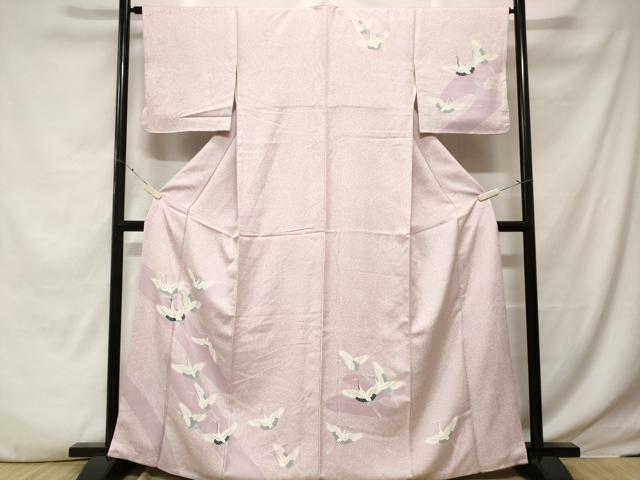 平和屋着物■訪問着　刺繍　道長飛鶴文　正絹　逸品　CABE3589ev