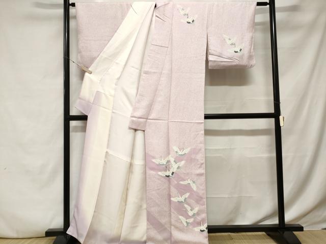 平和屋着物■訪問着　刺繍　道長飛鶴文　正絹　逸品　CABE3589ev