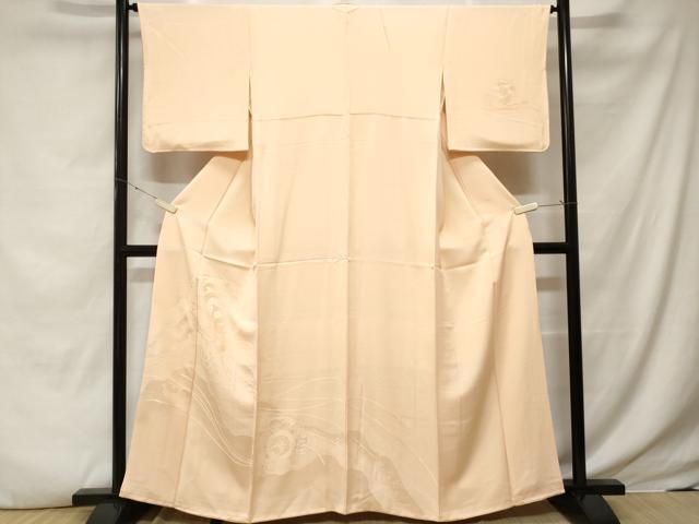 平和屋着物■訪問着　色無地　鏡裏花地紋　肌色　正絹　逸品　CABE3591ev