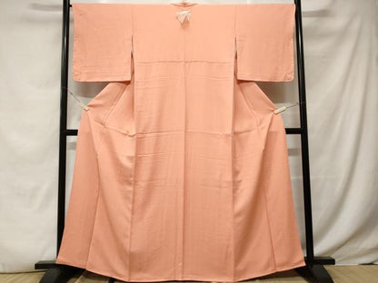 平和屋着物■上質な色無地　霞地紋　赤香色　正絹　逸品　CABE3596ev