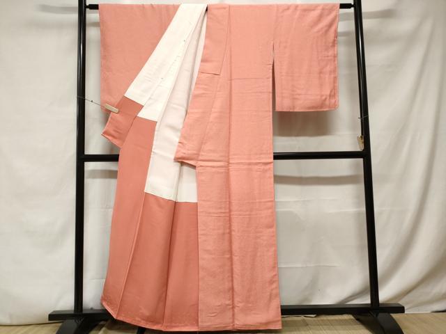 平和屋着物■上質な色無地　霞地紋　曙色　正絹　逸品　CABE3597ev