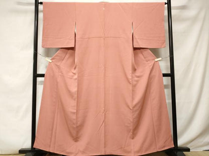 平和屋着物■上質な色無地　洗朱色　正絹　逸品　CABE3598ev