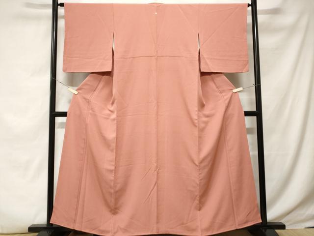 平和屋着物■上質な色無地　洗朱色　正絹　逸品　CABE3598ev