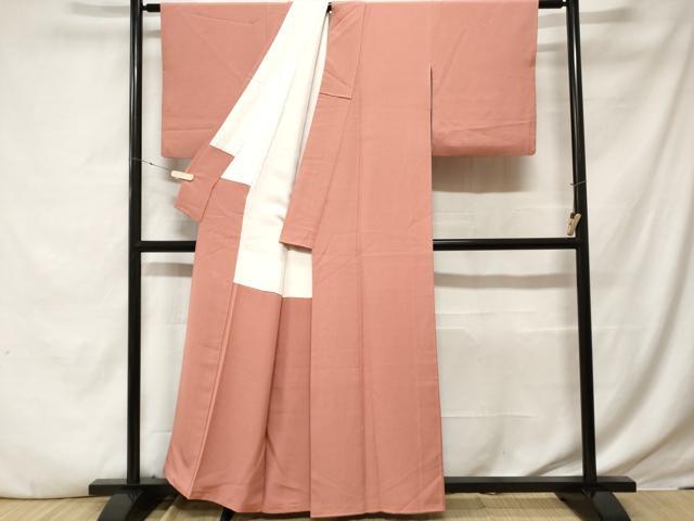 平和屋着物■上質な色無地　洗朱色　正絹　逸品　CABE3598ev