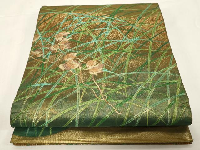 平和屋着物●西陣　川島織物　六通柄　本袋帯　唐草文　金糸　引箔　正絹　逸品　CABE3602dy