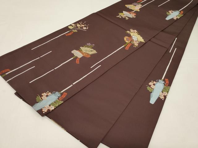 平和屋着物●世界的人形師　辻村寿三郎　ジュサブロー　六通柄袋帯　扇面鼓花文　金銀糸　正絹　逸品　CABE3609dy