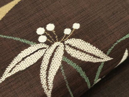 平和屋着物●全通柄袋帯　草花丸文　金糸　正絹　逸品　CABE3613dy
