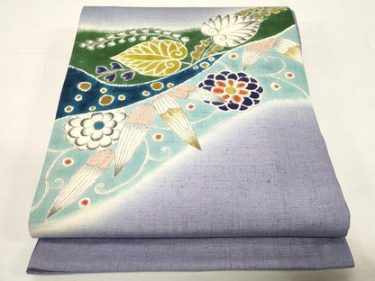 平和屋着物●太鼓柄袋帯　手描き　紬地　辻が花　正絹　逸品　CABE3614dy
