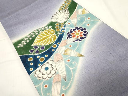 平和屋着物●太鼓柄袋帯　手描き　紬地　辻が花　正絹　逸品　CABE3614dy