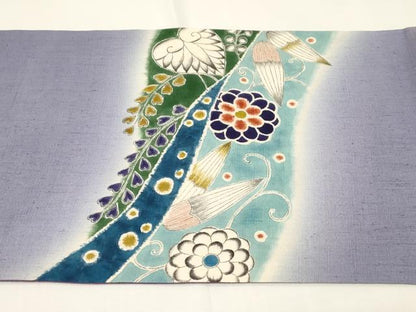 平和屋着物●太鼓柄袋帯　手描き　紬地　辻が花　正絹　逸品　CABE3614dy