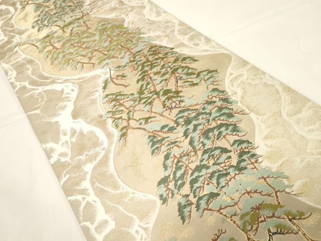 平和屋着物●西陣　服部織物謹製　六通柄袋帯　唐織　枝松文　金糸　正絹　逸品　CABE3617dy