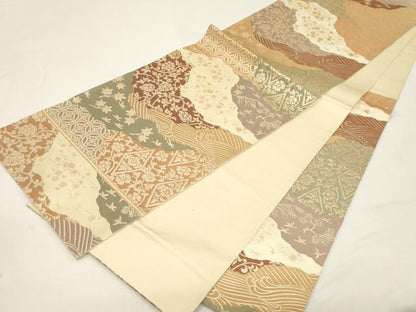 平和屋着物●西陣　川島織物　六通柄　本袋帯　切嵌花鳥文　金糸　正絹　逸品　未使用　CABE3618dy