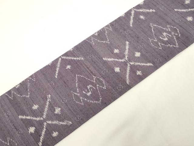 平和屋着物●九寸名古屋帯　紬地　幾何学文　正絹　逸品　未使用　CABE3631dy