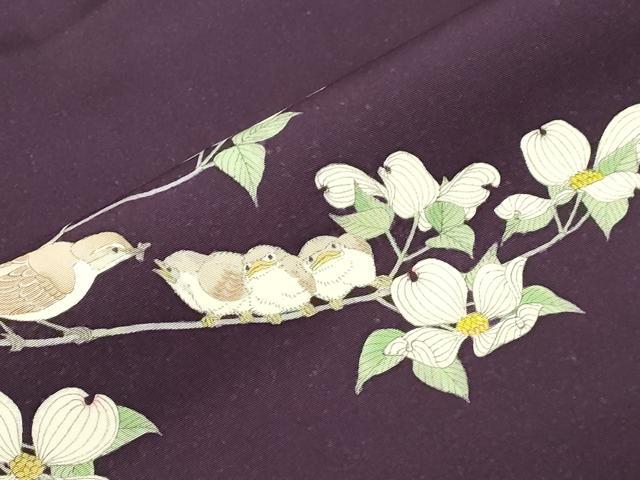 平和屋着物●塩瀬　九寸名古屋帯　花鳥文　鈴乃屋扱い　正絹　逸品　CABE3634dy