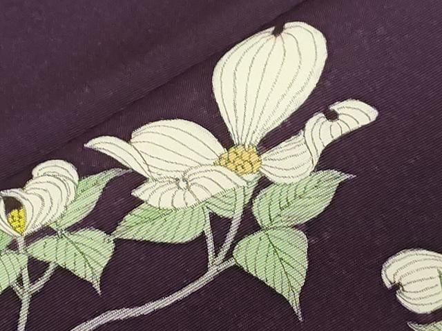 平和屋着物●塩瀬　九寸名古屋帯　花鳥文　鈴乃屋扱い　正絹　逸品　CABE3634dy