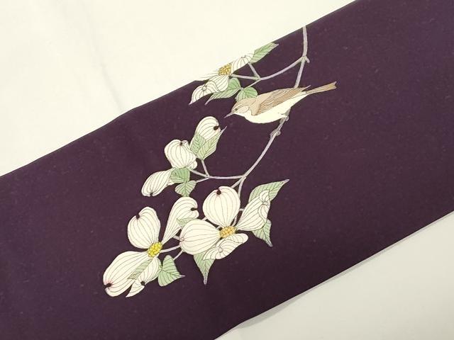 平和屋着物●塩瀬　九寸名古屋帯　花鳥文　鈴乃屋扱い　正絹　逸品　CABE3634dy