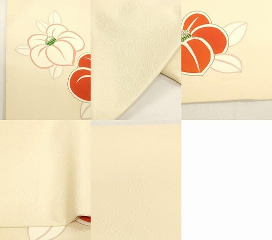 平和屋着物●塩瀬　九寸名古屋帯　草花文　金彩　正絹　逸品　CABE3639dy