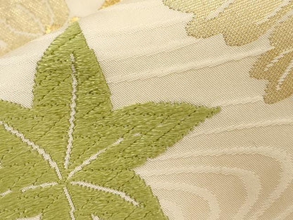 平和屋着物●九寸名古屋帯　唐織　草花文　金糸　正絹　逸品　CABE3643dy
