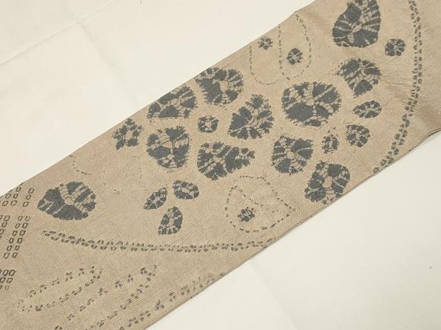 平和屋着物●九寸名古屋帯　紬地　絞り　草花文　正絹　逸品　CABE3646dy