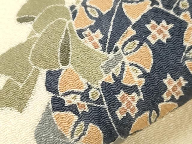 平和屋着物●九寸名古屋帯　友禅　作家物　童子遊び　鬼しぼ縮緬　正絹　逸品　CABE3647dy