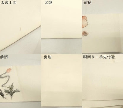 平和屋着物●塩瀬　九寸名古屋帯　作家物　手描き　草花文　正絹　逸品　CABE3649dy