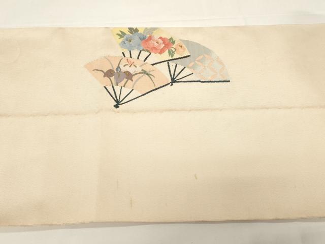 平和屋着物●爪掻き本綴れ　八寸名古屋帯　扇面花文　金糸　正絹　逸品　CABE3651dy