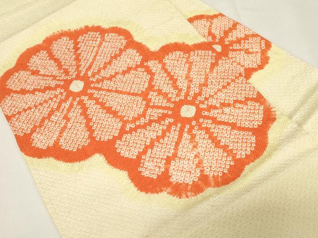平和屋着物●名門　藤娘きぬたや・総絞り　九寸名古屋帯　舞花文　正絹　逸品　CABE3656dy