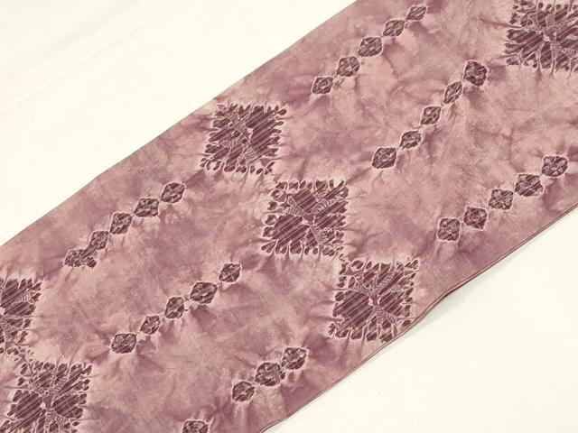 平和屋着物●九寸名古屋帯　紬地　絞り　菱間道　正絹　逸品　CABE3657dy