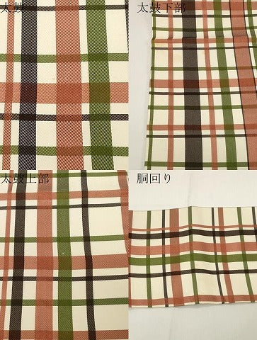 平和屋着物●全通柄九寸名古屋帯　格子柄　正絹　逸品　CABE3660dy