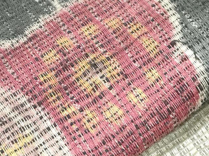 平和屋着物▽九寸名古屋帯 スリーシーズン 春夏秋 櫛織 紬地 草花文 正絹 逸品 CABE3661dy