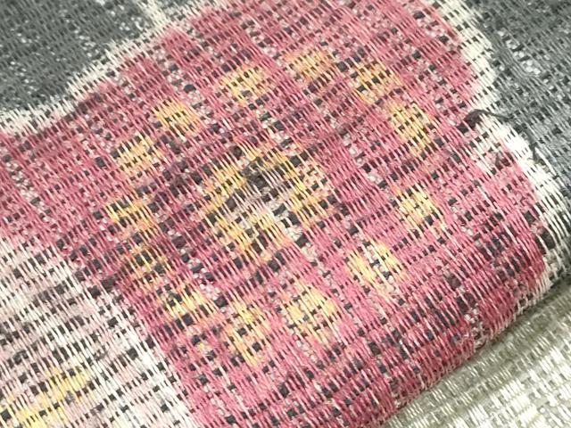 平和屋着物▽九寸名古屋帯 スリーシーズン 春夏秋 櫛織 紬地 草花文 正絹 逸品 CABE3661dy