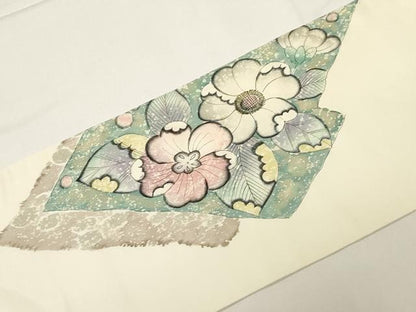 平和屋着物●九寸名古屋帯　作家物　辻が花　引箔　正絹　逸品　CABE3668dy