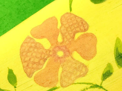 平和屋着物●九寸名古屋帯　紬地　ろうけつ染め　花唐草文　正絹　逸品　CABE3674dy