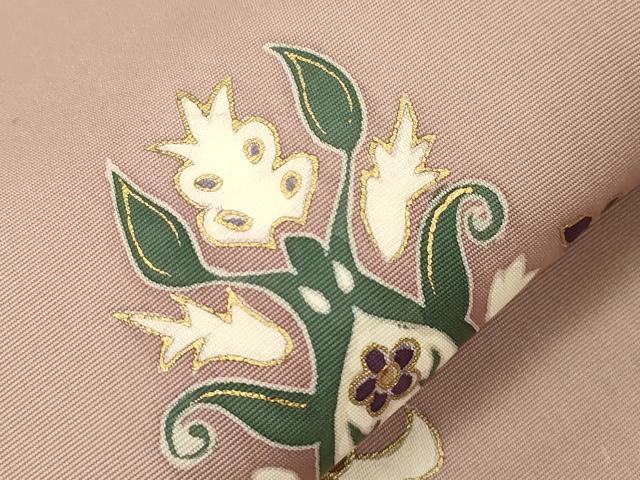 平和屋着物●塩瀬　九寸名古屋帯　花鳥文　金彩　正絹　逸品　CABE3675dy