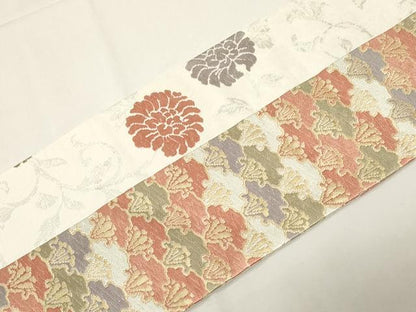 平和屋着物●九寸名古屋帯　唐織　花唐草文　金銀糸　引箔　正絹　逸品　CABE3681dy