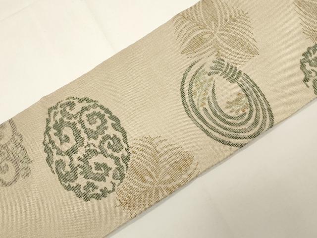 平和屋着物●九寸名古屋帯　紬地　唐草文　正絹　逸品　CABE3685dy