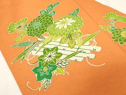 平和屋着物●九寸名古屋帯　型染め　花筏文　鬼しぼ縮緬　逸品　CABE3688dy