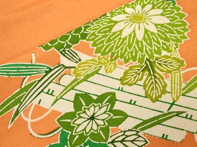 平和屋着物●九寸名古屋帯　型染め　花筏文　鬼しぼ縮緬　逸品　CABE3688dy