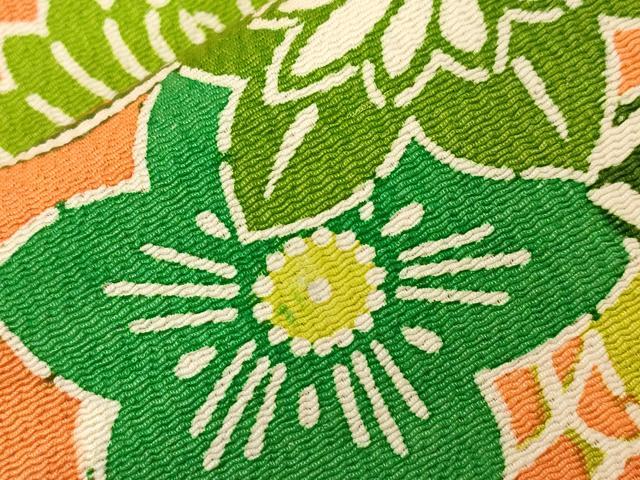 平和屋着物●九寸名古屋帯　型染め　花筏文　鬼しぼ縮緬　逸品　CABE3688dy