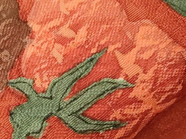 平和屋着物●宮脇綾子　九寸名古屋帯　ちくし民芸染　草花文　正絹　逸品　CABE3695dy