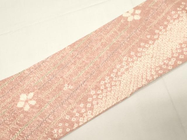平和屋着物●全通柄九寸名古屋帯　総絞り　舞桜文　正絹　逸品　CABE3700dy