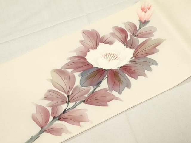 平和屋着物●内山晴祥　手描き　塩瀬　九寸名古屋帯　草花文　金彩　正絹　逸品　CABE3701dy