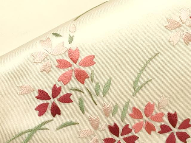 平和屋着物●九寸名古屋帯　総刺繍　花蝶文　正絹　逸品　CABE3702dy