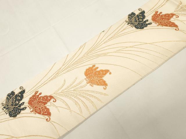 平和屋着物●西陣　川島織物　九寸名古屋帯　唐織　舞蝶文　金糸　正絹　逸品　CABE3703dy