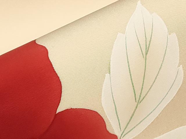 平和屋着物●塩瀬　九寸名古屋帯　手描き　牡丹　正絹　逸品　未使用　CABE3733dy