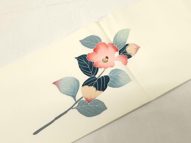 平和屋着物●塩瀬　九寸名古屋帯　友禅　枝花文　正絹　逸品　CABE3735dy