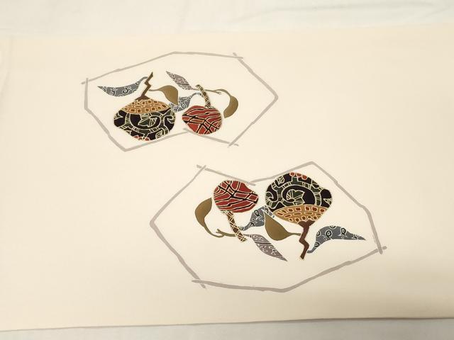 平和屋着物●塩瀬　九寸開き名古屋帯　駒刺繍　成り物　金彩　正絹　逸品　CABE3743dy