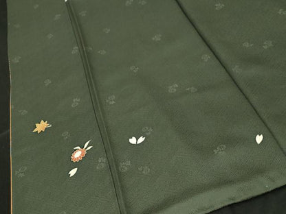平和屋着物■訪問着 駒刺繍 地紙吹寄せ花蝶文 金彩 正絹 逸品 CABE3751dy