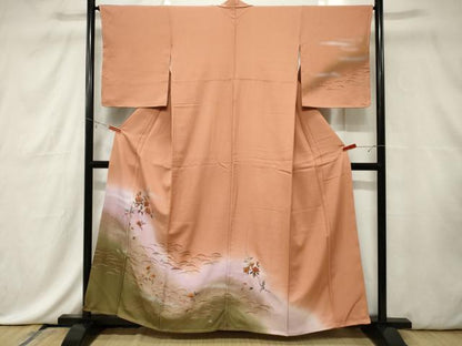 平和屋着物■訪問着 草花文 暈し染め 金銀彩 正絹 逸品 未使用 CABE3756dy
